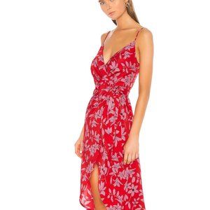 Red Floral Wrap Dress